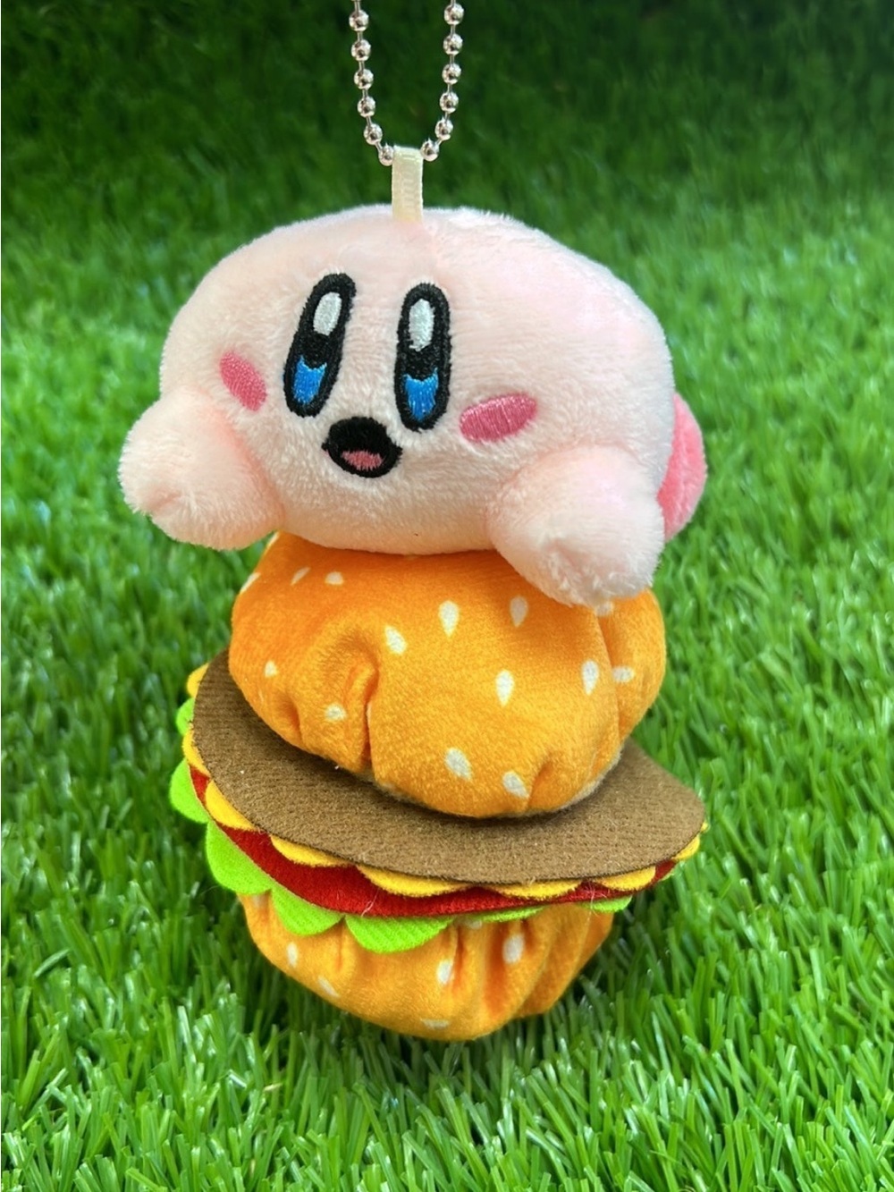 Kirby Plush Burger Keychain - Pink Kirby